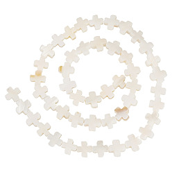 (404) Непрозрачное AB Кислое яблоко 1 нити натуральных пресноводных ракушек бусины нити, крестик, цветочный белый, 7.5~8x7.5~8.5x2.5~3 мм, отверстие : 0.7 мм, около 50 шт / нитка, 15.47'' (39.3 см)