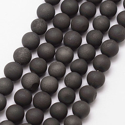 Черный Гальванические нити шарик натуральный агат, круглые, класс А, чёрные, 6 мм, отверстие : 1 мм, около 61 шт / нитка, 15 дюйм