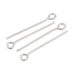 Real Platinum Plated SHEGRACE 20G Brass Eye Pins, Cadmium Free & Nickel Free & Lead Free, Real Platinum Plated, 20x3x0.8mm, Hole: 1.4mm, 20 Gauge