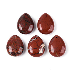 Красный Камень Природные красной яшмы подвески, слезинки, 23~23.5x17.5~18x8.5~9.5 мм, отверстие : 0.9~1 мм