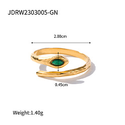 Зеленый 304 манжеты из нержавеющей стали с кубическим цирконием, змея, золотые, зелёные, внутренний диаметр: регулируемый