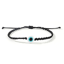 Черный Бусины лэмпворк плетеные браслеты из бисера для мужчин и женщин, злые глаза, чёрные, внутренний диаметр: 11 дюйм (28 см)