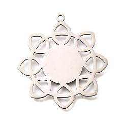 Нержавеющая Сталь Цвет 201 подвески из нержавеющей стали, лазерная резка, цветочный шарм, анти-тускнение, цвет нержавеющей стали, 34.5x31.5x1 мм, отверстие : 1.5 мм