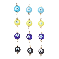 (52) Непрозрачная лаванда 12 шт. 4 цвета ручная работа сглаза лэмпворк ссылки, с 304 двойными петлями из нержавеющей стали, золотые, разноцветные, 27.5x14.5x8.5 мм, отверстие : 1.6 мм, 3 шт / цвет