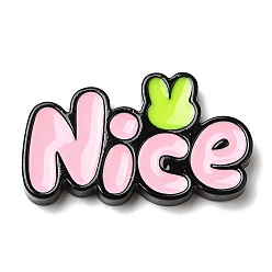 Pink Непрозрачные кабошоны из смолы, слово хорошее, розовые, 24.5x42.5x5 мм