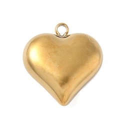 Настоящее золото 18K 304 подвески из нержавеющей стали, сердце прелести, ионное покрытие (ip), реальный 18 k позолоченный, 17.5x16x6 мм, отверстие : 1.8 мм