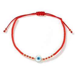 Плоский Круглый Браслеты из натуральной ракушки с бусинами от сглаза для женщин, плоско-круглые, внутренний диаметр: 11 дюйм (28 см)