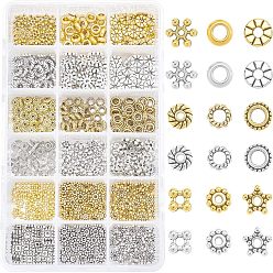 Antique Silver & Antique Golden Tibetan Style Alloy Spacer Beads, Lead Free & Cadmium Free, Mixed Shapes, Antique Silver & Antique Golden, 6.5mm, hole :2mm, 720pcs/box