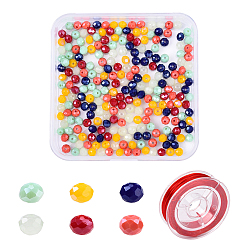 (52) Непрозрачная лаванда Наборы для изготовления браслетов своими руками, включая стеклянные бусины, окрашенные в цвет выпечки, и эластичную нить, разноцветные, 4x3~3.5 мм, отверстие : 0.4~1 мм, 6 цветов, 50 шт / цвет, 300 шт