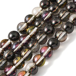 Черный Прозрачные стеклянные бусины гальваническим пряди, гальваническое покрытие, круглые, чёрные, 6 мм, отверстие : 0.8 мм, около 67 шт / нитка, 14.84~15.16'' (37.7~38.5 см)