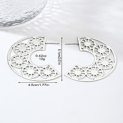 Нержавеющая Сталь Цвет Цветок 201 из нержавеющей стали серьги стержня, цвет нержавеющей стали, 51x45 мм