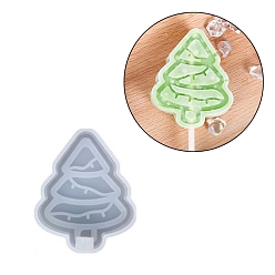 White DIY Christmas Tree Ice Pop Silicone Molds, for Ice Cream, Resin Craft Making, White, 69x56x23mm, Hole: 10mm