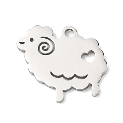 Овца Тема животных 304 подвески из нержавеющей стали, цвет нержавеющей стали, овца, 14x15x1 мм, отверстие : 1.5 мм