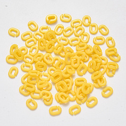Jaune Anneaux de liaison acryliques opaques, connecteurs à liaison rapide, pour la fabrication de chaînes de câble, ovale, jaune, 9x6.5x2mm, diamètre intérieur: 5 mm