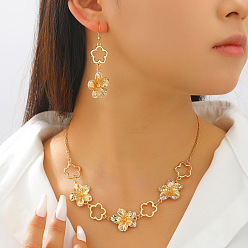 Золотой Серьги и ожерелья из цинкового сплава, цветок, золотые, 430 мм и 67x22 мм