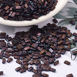(HTL2005) Matte Metallic Dark Raspberry Iris MIYUKI Half TILA Beads, Japanese Seed Beads, 2 Hole, (HTL2005) Matte Metallic Dark Raspberry Iris, 5x2.3x1.9mm, Hole: 0.8mm, about 250pcs/bottle, 10g/bottle
