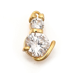 Прозрачный Латунные микро проложить кубического циркония прелести, форма кошки, долговечный, без никеля , реальный 18 k позолоченный, прозрачные, 14.5x9.5x4.5 мм, отверстие : 1.4 мм