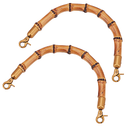 Bois Solide Poignées en bambou, en forme de U avec fermoirs pivotants en alliage, accessoires de repalcement de sac, burlywood, 21x15x1.9 cm