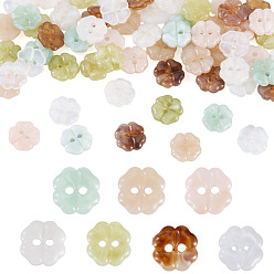 (52) Непрозрачная лаванда 70 шт 7 цвета резиновые пуговицы, 2-луночное, клевер, разноцветные, 11x11x3 мм, отверстие : 1.6 мм, 10 шт / цвет