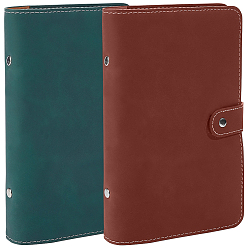 Color mezclado 2pcs 2 colores Cubiertas rectangulares de imitación de cuero para cuadernos de hojas sueltas, para material de oficina escolar, color mezclado, 190x123~131x28.5 mm, 1 pc / color