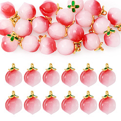 Pink 20 кулоны лэмпворк ручной работы, персик прелести, с целью перехода в кольце, розовые, 12 мм