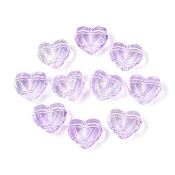 Лиловый Прозрачные стеклянные бусины, сердце, граненые, с блеском порошок, сирень, 13x14.5x8 мм, Отверстие : 1.4 мм & 1.5 мм, Около 606 шт / 1000 г