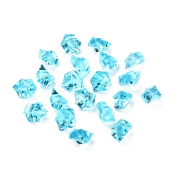 Cyan Irregular-shape Acrylic Rhinestone, Artificial Ice Gems for Vase Fillers Home Decorations, Cyan, 21x16x13.5~14mm, about 600pcs/kg
