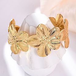 Цветок 304 женские браслеты-манжеты из нержавеющей стали, цветок, 1-1/4 дюйм (3.15 см), внутренний диаметр: 2-3/8 дюйм (6.1 см)