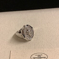 Звезда Кольца-манжеты из сплава с кристаллами и стразами, платина, звезда, внутренний диаметр: регулируемый