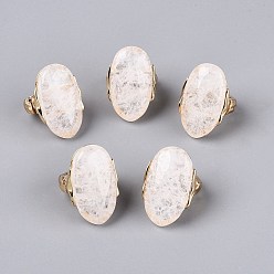 Хрусталь Натуральные кварцевые кристаллы, эластичные кольца на пальцы, овальные, с позолоченной сплавочной фурнитурой, 37~38x25 мм, 19 мм