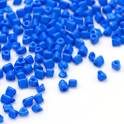 Royal Blue Opaque Glass Seed Beads, Triangle, Royal Blue, 1~3x2.5x2mm, Hole: 0.5mm, about 30000pcs/bag, 440~450g/bag