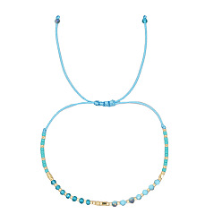 Темный Голубой Летние плетеные браслеты из стеклянных бусин для женщин, темные голубые, внутренний диаметр: 11 дюйм (28 см)