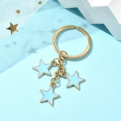 Темно-бирюзовый Брелок со звездным сплавом и эмалью, с железной фурнитурой, звезда, темные бирюзовый, 7 см