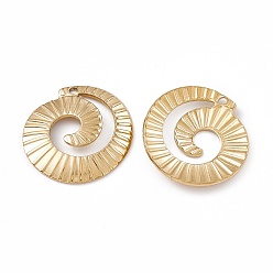 Real 18K Gold Plated Ion Plating(IP) 304 Stainless Steel Pendants, Mosquito Coil Charm, Real 18K Gold Plated, 22x21x2mm, Hole: 1.4mm