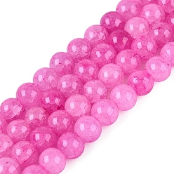 Темно-Розовый Нити из окрашенных стеклянных бусин с эффектом омбре и эффектом кракелюра, имитация драгоценных камней, круглые, темно-розовыми, 6~6.5 мм, отверстие : 0.8~1 мм, около 138~146 шт / нитка, 29.92~31.89 дюйм (76~81 см)