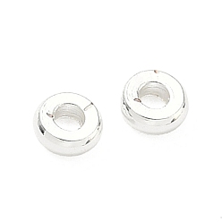 Посеребрённый Spacer бисер латунные, плоско-круглые, долговечный, без свинца и без кадмия, стойки покрытие, 925 серебро покрытием, 3.5x1.2 мм, отверстие : 1.3 мм
