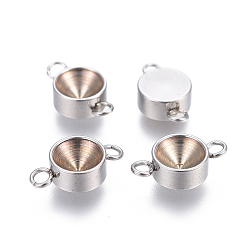 Нержавеющая Сталь Цвет Устойчив к потускнению 201 соединитель из нержавеющей стали со стразами, плоско-круглые, цвет нержавеющей стали, пригодный для стразов 5 мм, 12x6x3 мм, отверстие : 1.8 мм