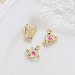 Сердце Сплав циркония подвески куб, cmолой, золотые, сердце, 14x15 мм