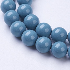 Steel Blue Natural Hokutolite Bead Strands, Round, Dyed, Steel Blue, 8mm, Hole: 1mm, about 50pcs/strand, 15.7 inch
