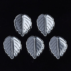 Прозрачный Окрашенного распылением стеклянные подвески, лист, прозрачные, 23.5x17.5x4.5 мм, отверстие : 1 мм