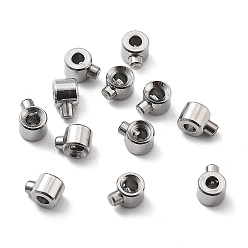 Stainless Steel Color 304 Stainless Steel Crimp Beads, Loose Spacer Beads, Rondelle, Stainless Steel Color, 3.5~4.2x3x2.5mm, Hole: 0.7mm