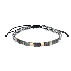 Гейнсборо Браслеты в богемном стиле из стеклянного бисера и пластиковых бусин, сплетенных вместе, плетеные браслеты из полиэфирного шнура для женщин, светло-серые, 11.02 дюйм (28 см)