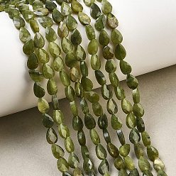 Chinese Jade Натуральные китайские нефритовые бусины, нити из южного нефрита, граненые, слеза, 6x4~4.5x2.5 мм, отверстие : 0.6 мм, около 62~63 шт / нитка, 14.96~15.16'' (38~38.5 см)
