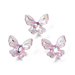 Бледно-Розовый Кабошоны из радужной смолы, бабочка, розовый жемчуг, 10x11x3 мм