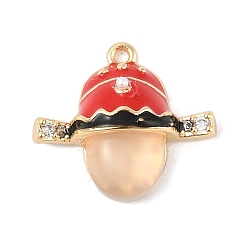 Настоящее золото 18K Латунные микро проложить кубического циркония подвески, без кадмия, без никеля и без свинца, со стеклом, бог богатства, с эмалью и имитация жемчуга абс, реальный 18 k позолоченный, 16x18x7 мм, отверстие : 1.2 мм