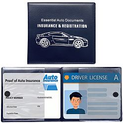 Marine Blue PU Leather Motor Vehicle Driver's License Protective Cover, Rectangle, Marine Blue, 130x142x5mm