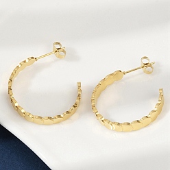 Золотой 304 серьги-гвоздики из нержавеющей стали c-образной формы, ионное покрытие (ip), золотые, 24x4 мм