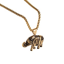 Золотой Винтаж 304 кулон в виде слона из нержавеющей стали, панк-хип-хоп ожерелья, ювелирные изделия высокого класса, аксессуары, золотые