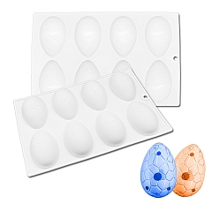 Others DIY Half Easter Surprise Eggs Food Grade Silicone Molds, Fondant Molds, Resin Casting Molds, for Chocolate, Candy, UV Resin & Epoxy Resin Craft Making, 8 Cavities, Geometric Pattern, 265x170x22mm, Hole: 8mm, Inner Diameter: 75x49.5mm
