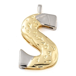Letter S Латунные подвески, без кадмия, без никеля и без свинца, настоящее 18k позолоченное и платиновое, письмо амулеты, Письмо с, 27.5x15x4 мм, отверстие : 3x2 мм